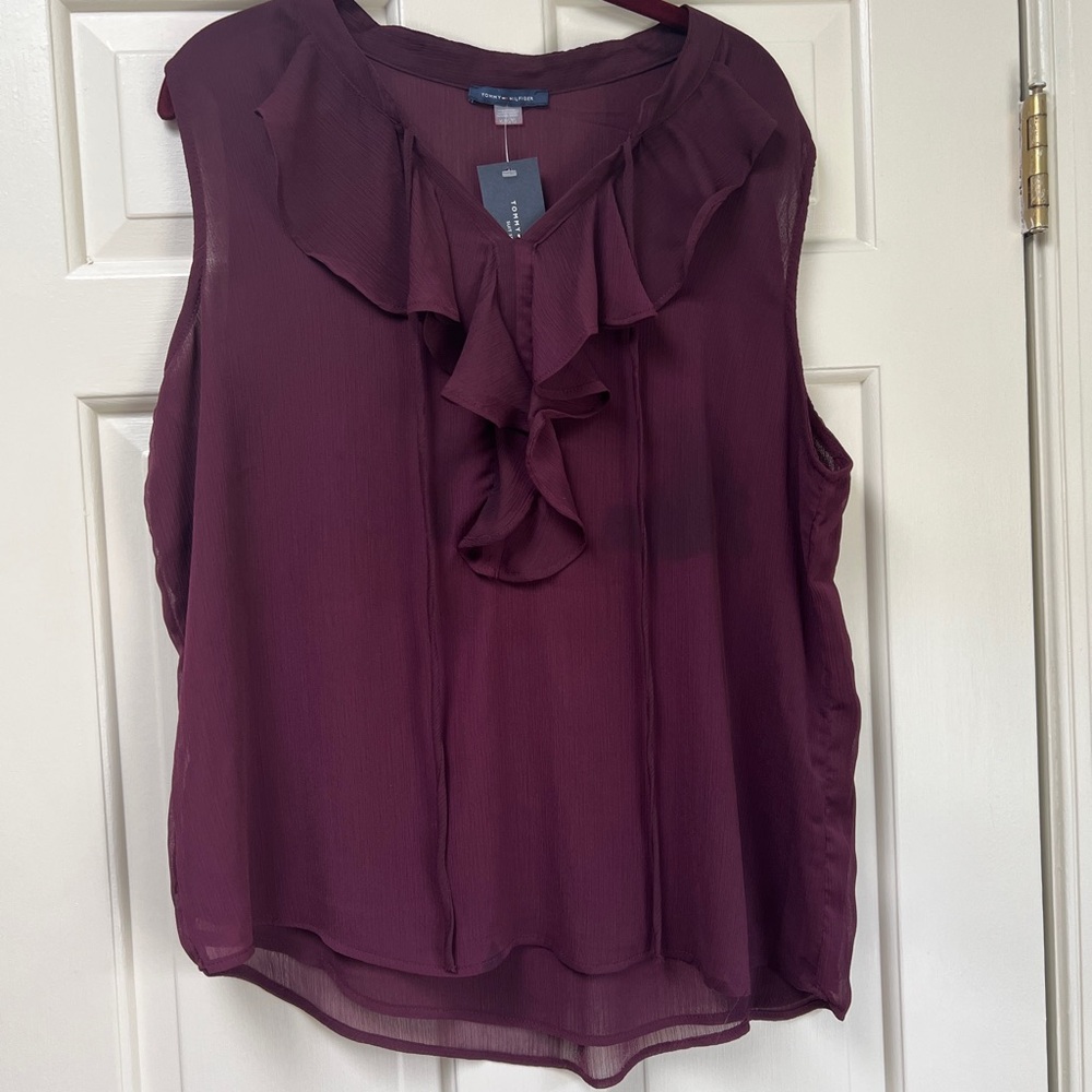 Burgundy Sleeveless Top Tommy Hilfiger XL